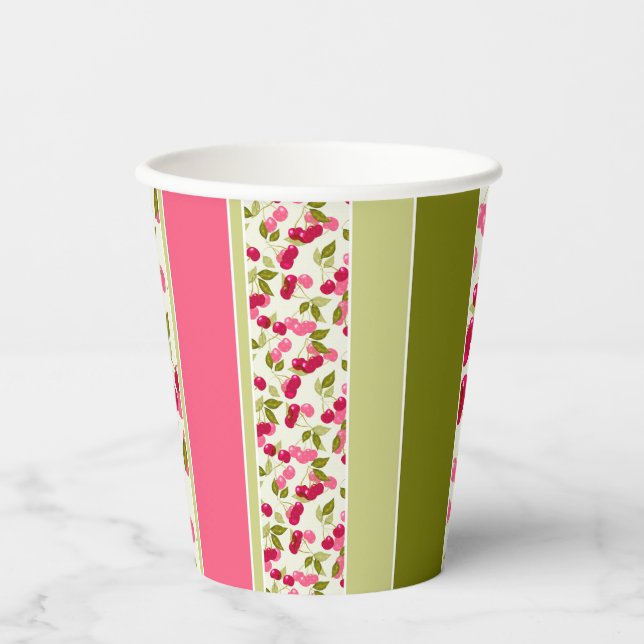 Bright summer pattern of stripes of multi-coloured paper cups (Front)