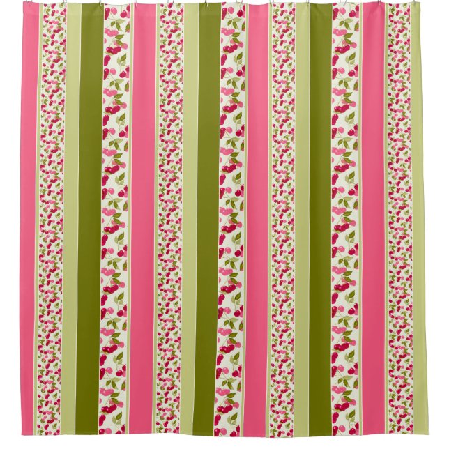 Bright summer pattern of stripes of multi-coloured shower curtain (Front)