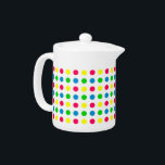 Bright Summer Polka Dots on White<br><div class="desc">Cute polka dots in shades of pink,  green,  yellow and blue on a solid white teapot from our Bright Summer colour palette.</div>