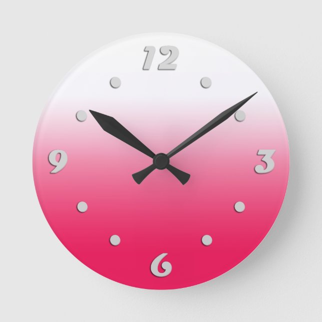 Bright summer red and white gradient ombre round clock (Front)