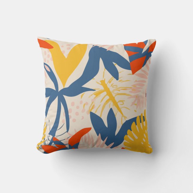 Bright Summer Tropical Abstract Plants Cushion (Front)