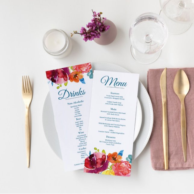Bright Summer turquoise Wedding Flat Menu & Drinks (Creator Uploaded)