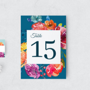 Bright Summer Wedding Pedestal Table Number Sign