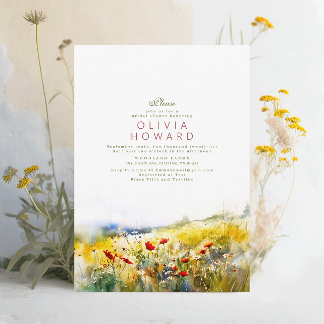Bright Summer Wildflowers Boho Bridal Shower Invitation (Creator Uploaded)