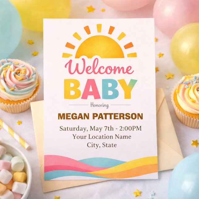 Bright Sun Baby Welcome Style Invitation (Creator Uploaded)