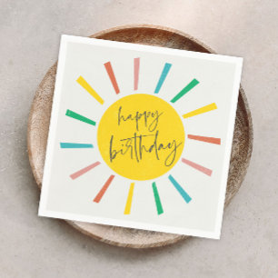 Bright Sun Script Kids Birthday Party Napkin