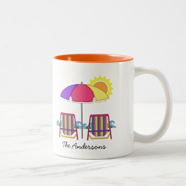 Bright Sun Umbrella Beach Chair Mug (Right)