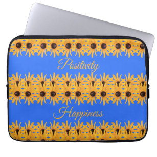 Bright Sun Yellow Flowers on Royal Blue Laptop Sleeve