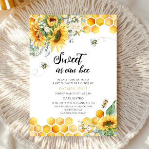 Bright Sunflower Bee Baby Shower Invitation