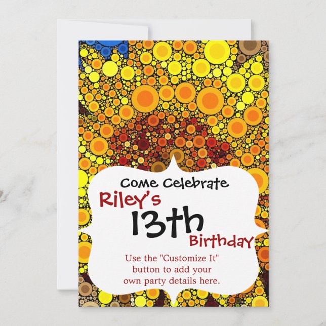 Bright Sunflower Circle Mosaic Digital Art Print Invitation (Front)