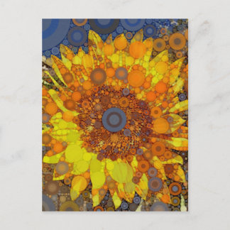 Bright Sunflower Circle Mosaic Digital Art Print Postcard