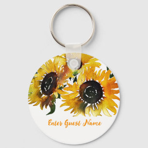 Bright sunflower fabulous 50 birthday key ring