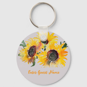 Bright sunflower fabulous 50 birthday key ring