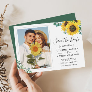 Bright Sunflower Greenery Eucalyptus Photo Wedding Save The Date