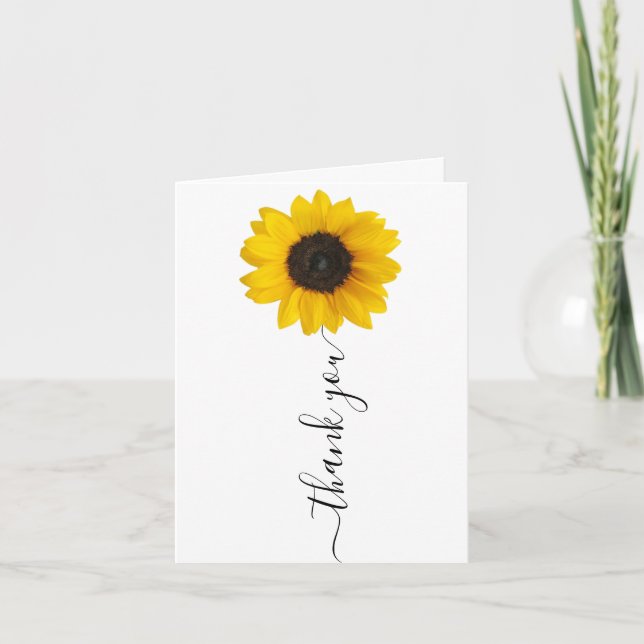 Bright Sunflower | Hand Lettered Thank You Card (Front)
