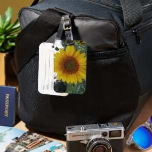 Bright Sunflower Luggage Tag with One-Sided Print