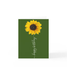 Bright Sunflower on Green Birthday Greeting Card