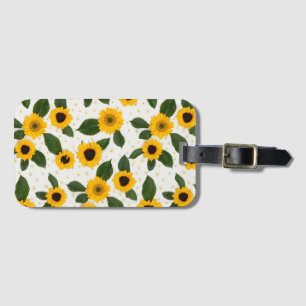 Bright sunflower pattern luggage tag