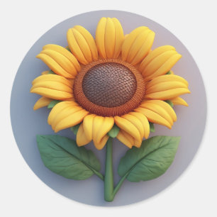 Bright Sunflower Sculpture Classic Round Sticker