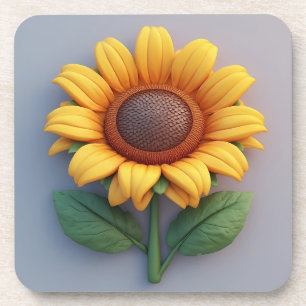 Bright Sunflower Sculpture Coaster