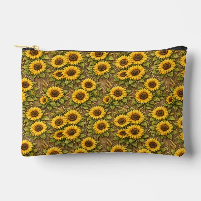 Bright Sunflower Seamless Repeat Pattern Accessory Pouch (Front)