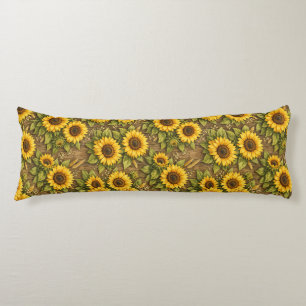 Bright Sunflower Seamless Repeat Pattern Body Cushion