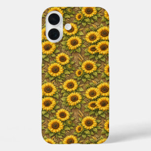 Bright Sunflower Seamless Repeat Pattern iPhone 16 Plus Case