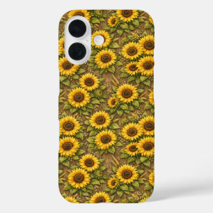 Bright Sunflower Seamless Repeat Pattern iPhone 16 Case