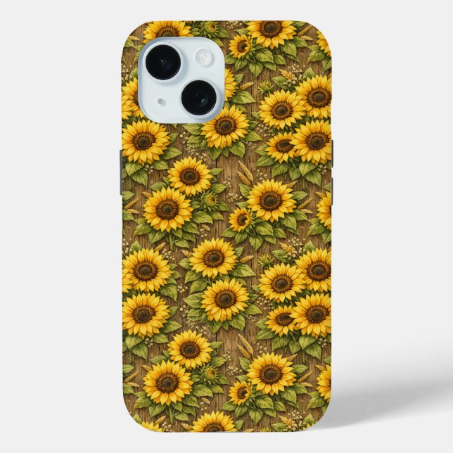 Bright Sunflower Seamless Repeat Pattern Case-Mate iPhone Case (Back)