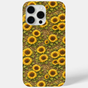 Bright Sunflower Seamless Repeat Pattern iPhone 15 Pro Max Case