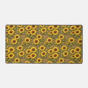 Bright Sunflower Seamless Repeat Pattern Desk Mat