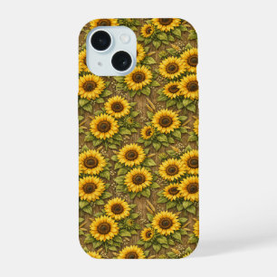 Bright Sunflower Seamless Repeat Pattern iPhone 15 Case