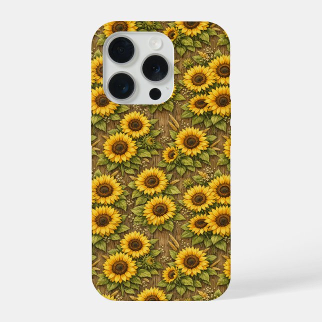 Bright Sunflower Seamless Repeat Pattern iPhone Case (Back)