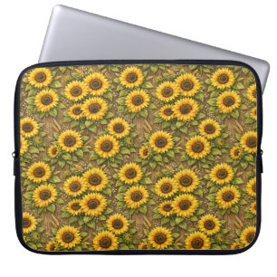 Bright Sunflower Seamless Repeat Pattern Laptop Sleeve