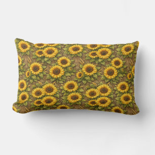 Bright Sunflower Seamless Repeat Pattern Lumbar Cushion
