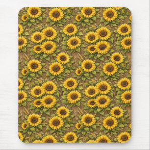 Bright Sunflower Seamless Repeat Pattern Mouse Pad