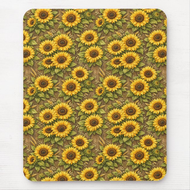 Bright Sunflower Seamless Repeat Pattern Mouse Pad (Front)