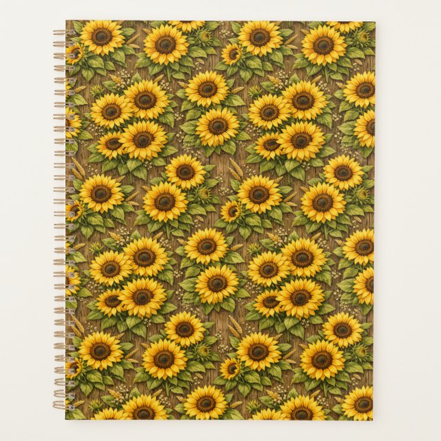 Bright Sunflower Seamless Repeat Pattern Planner (Front)