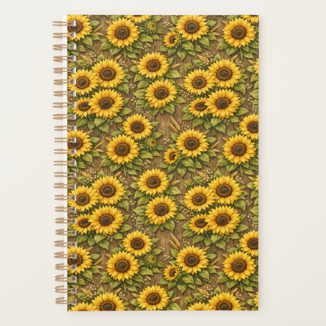 Bright Sunflower Seamless Repeat Pattern Planner (Front)