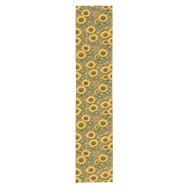 Bright Sunflower Seamless Repeat Pattern Short Table Runner (Front)