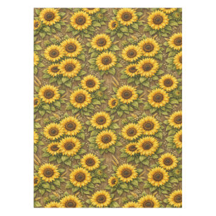 Bright Sunflower Seamless Repeat Pattern Tablecloth