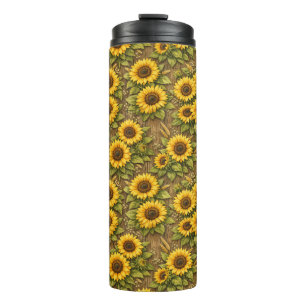 Bright Sunflower Seamless Repeat Pattern Thermal Tumbler