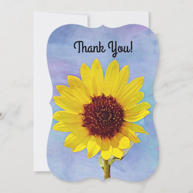 Bright Sunflower Thank You Flat Note Card (Front)