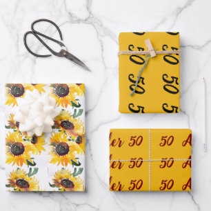 bright sunflower watercolour fabulous 50  wrapping paper sheet