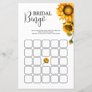 Bright sunflowers Bridal Shower Bingo