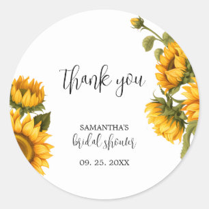 Bright sunflowers Bridal Shower Classic Round Sticker