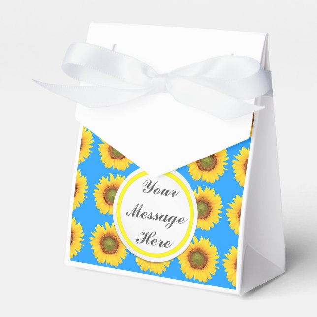 Bright Sunflowers Custom text Favour Box (Front Side)