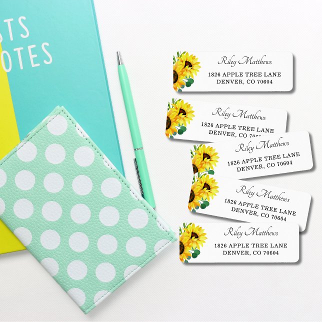 Bright Sunflowers Floral Wedding Return Address Label (Creator Uploaded)
