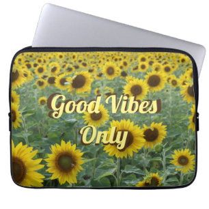 Bright Sunflowers Good Vibes Only Laptop Sleeve