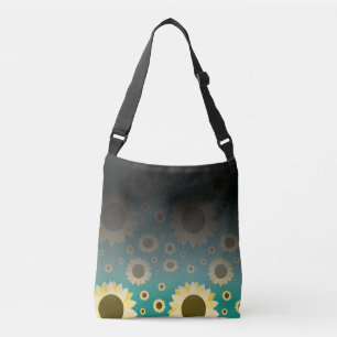 Bright Sunflowers on Green Crossbody Bag